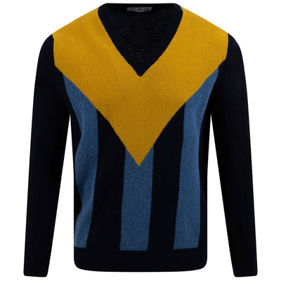 Vertical Stripe Knit Navy/Mustard
