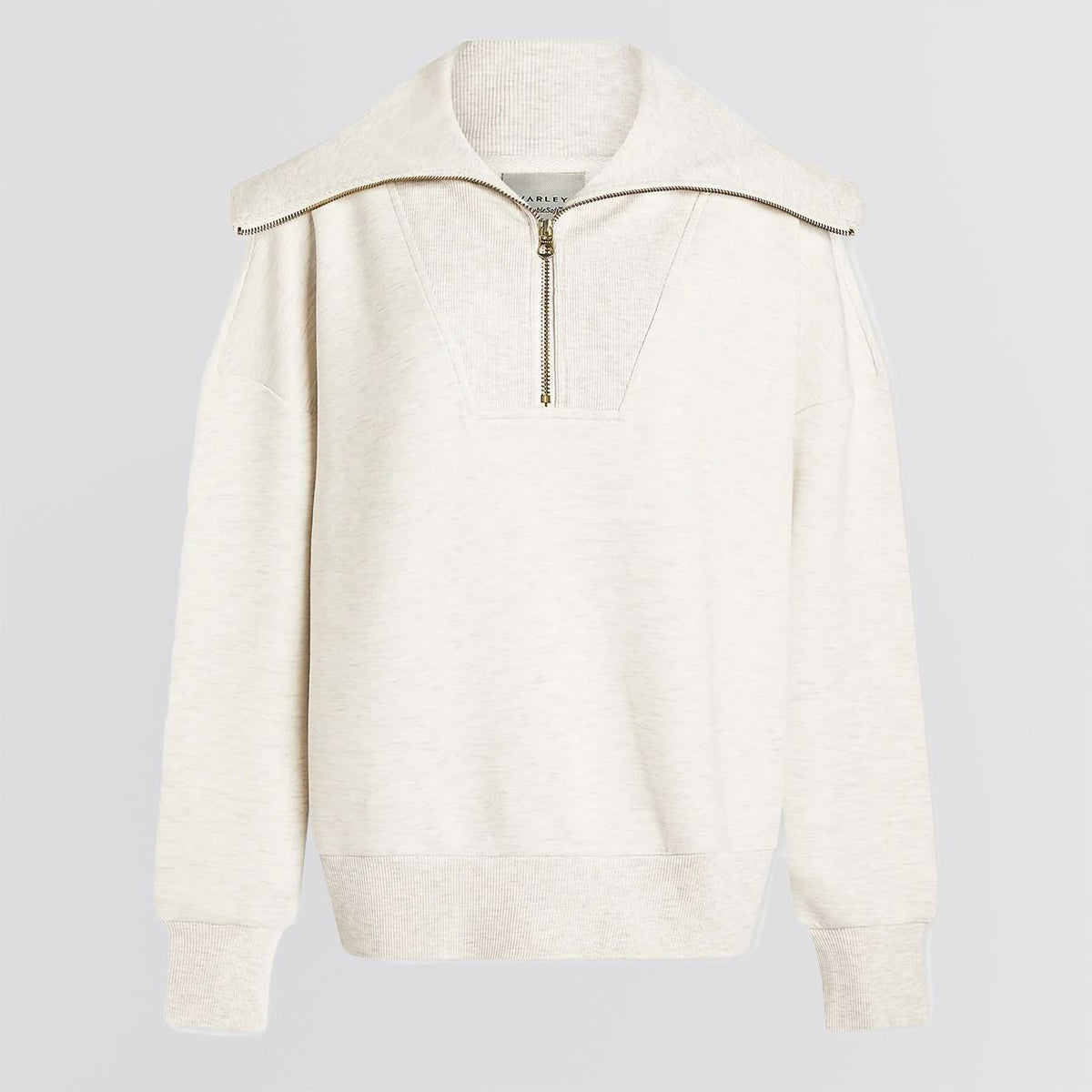 Womens Catherine Half Zip Sweater Top Ivory Marl Fleck