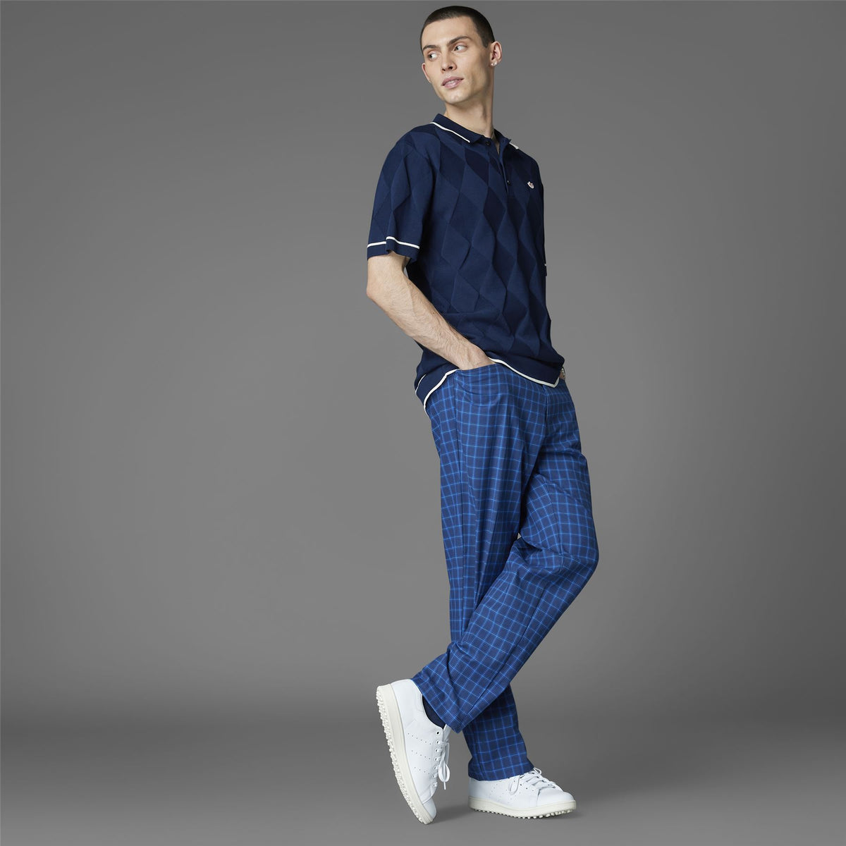 Argyle Knit Polo Night Indigo