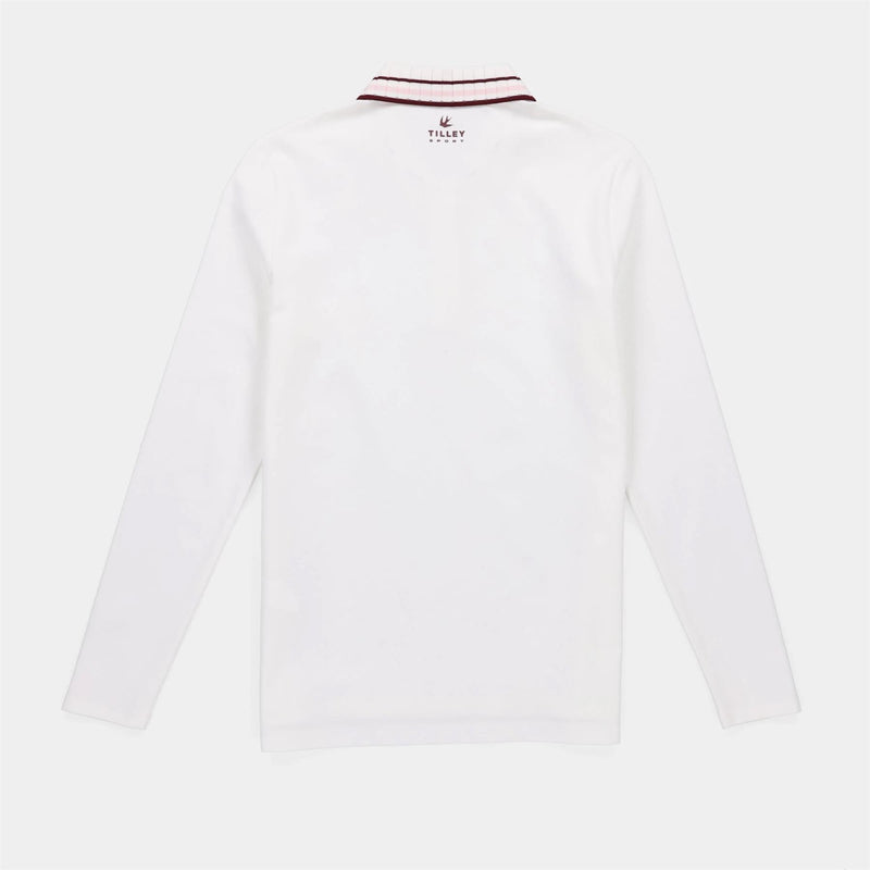 Womens LS Team Polo White/Wine