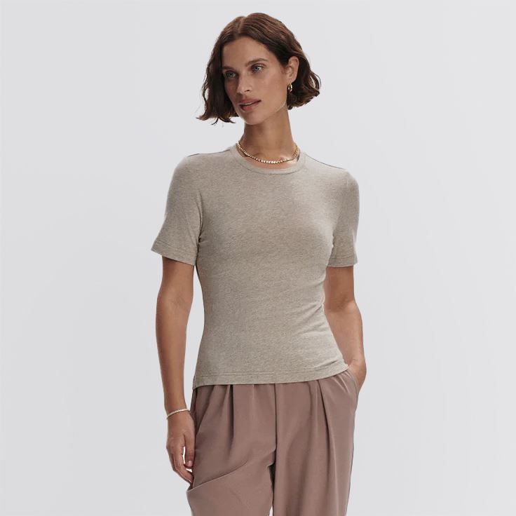 Womens Regina Fitted Tee Taupe Marl