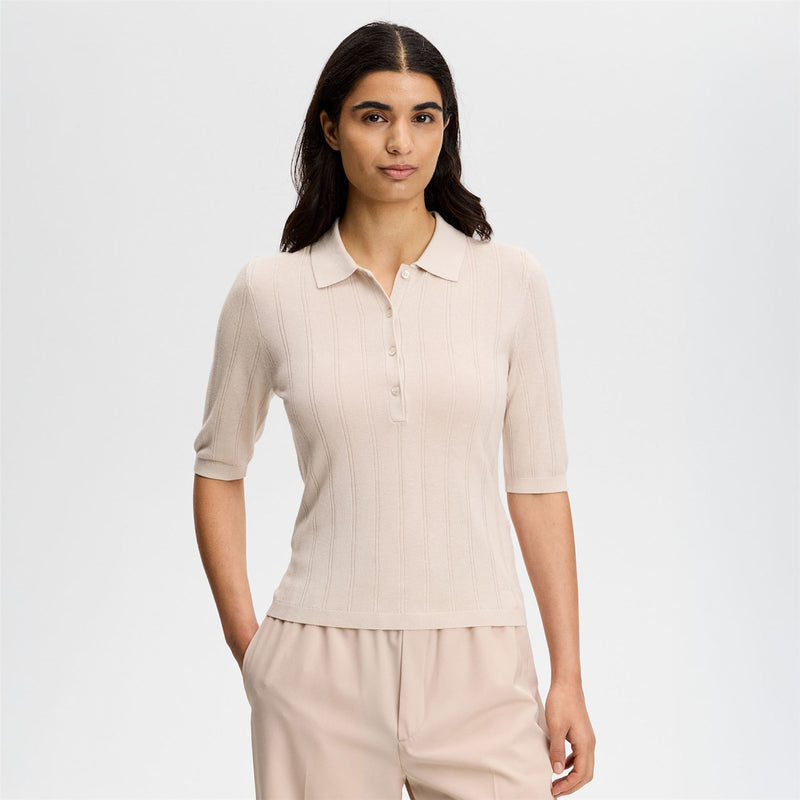 Womens Vida Wide Rib Polo Moonbeam