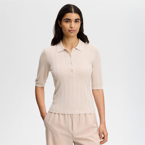 Womens Vida Wide Rib Polo Moonbeam