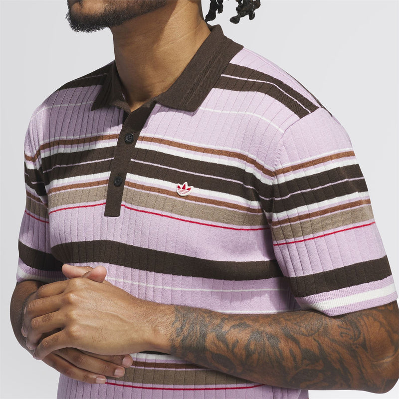 Orignals Knit Stripe Polo Bliss Lilac/Dark Brown