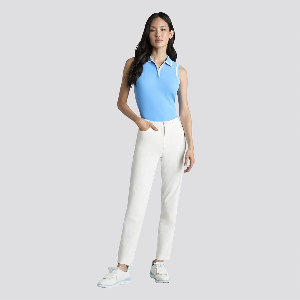 Johnny Collar Rib Tech Nylon SL Polo Azul