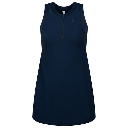 Womens Grid-Texture Sleeveless Tennis Dress True Navy - SS23