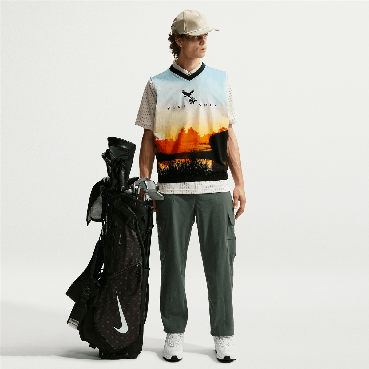 Dri-Fit Fairway Fresh Printed Wind Vest Oversized Fit Black