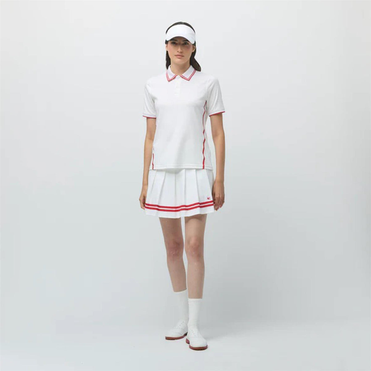 Womens Tech Jersey Club Polo White/Sport Red