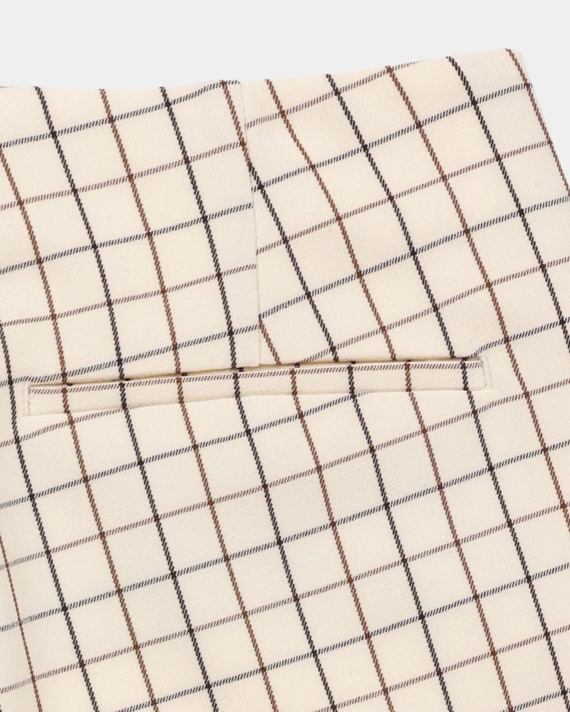 Womens Retro Check A Line Skirt Cream Check