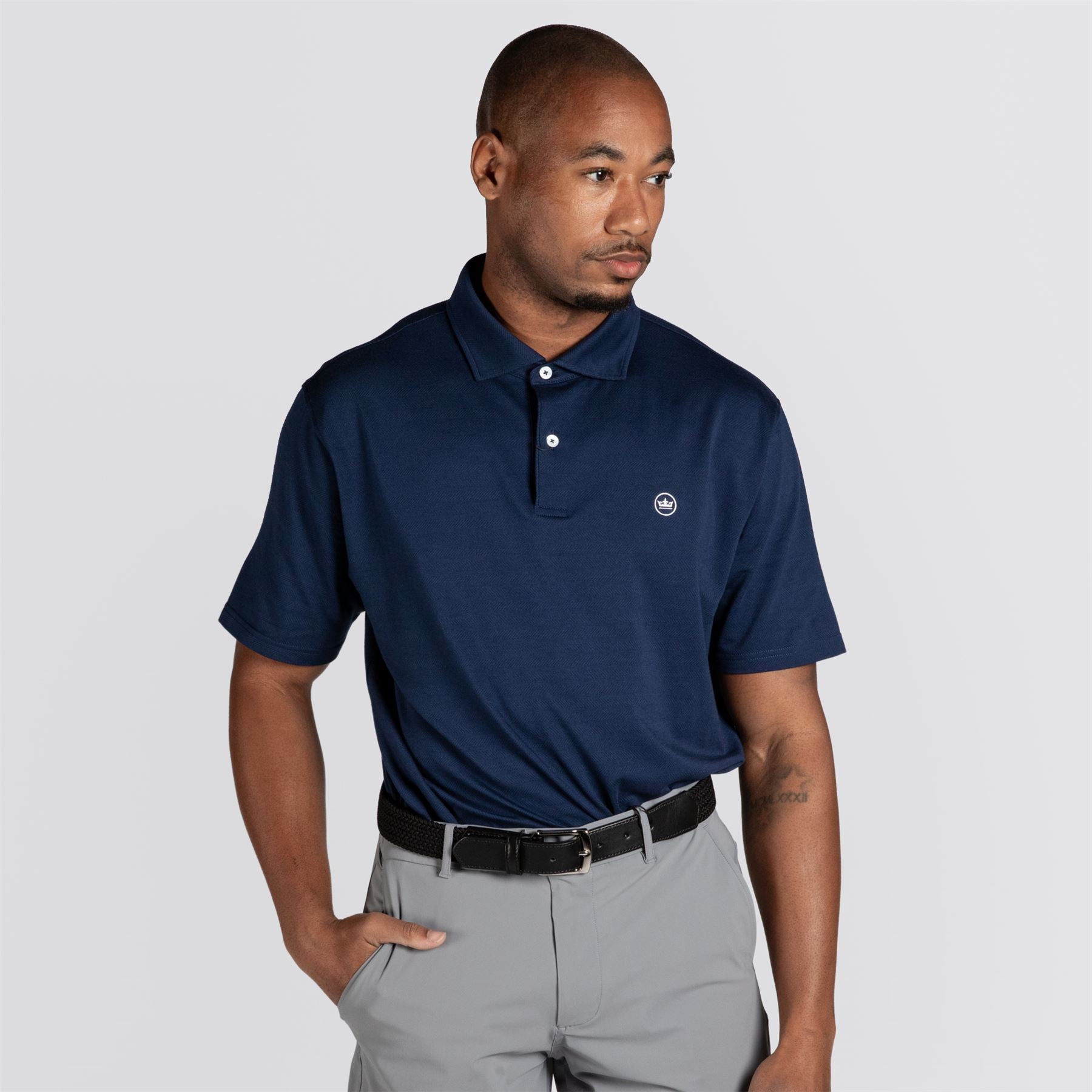 Excursionist Flex Herringbone Knit Polo Navy