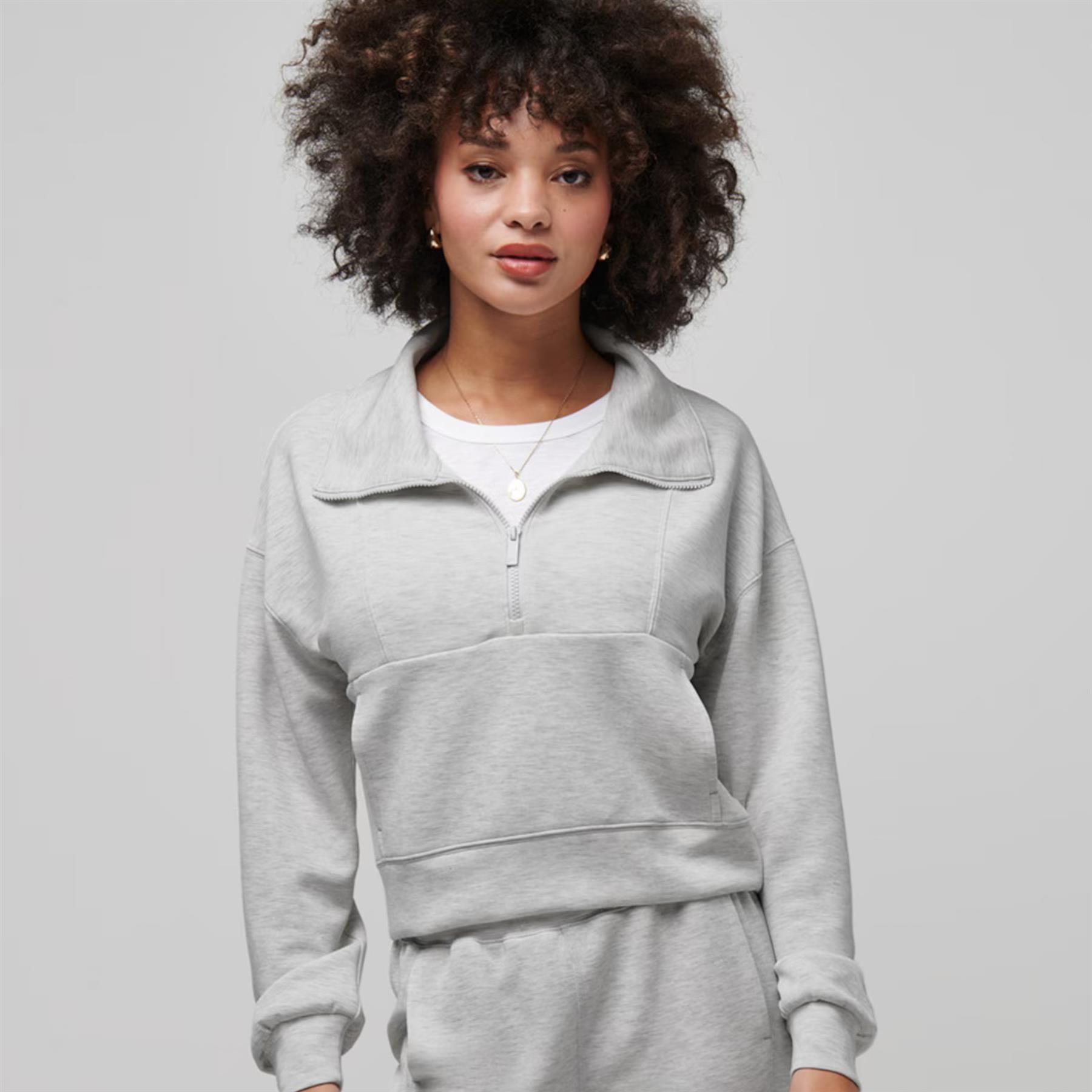 Womens Skyloft Soft Half Zip Mid Layer Heather Light Grey