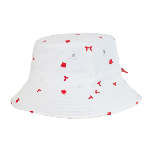 Womens Icon Print Logo Bucket Hat White/Red Print