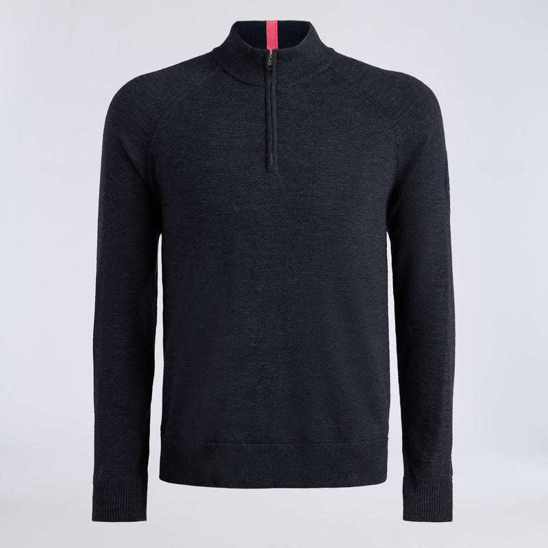 Circle G Merino Wool Quarter Zip Charcoal Melange/Twilight