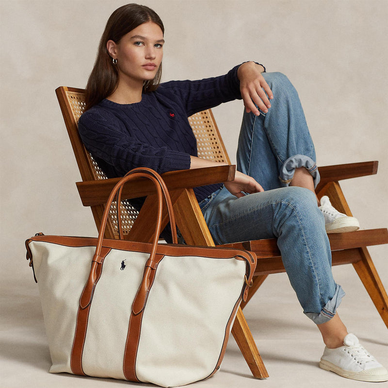 Womens XL Tote Bag Natural/Cuoio