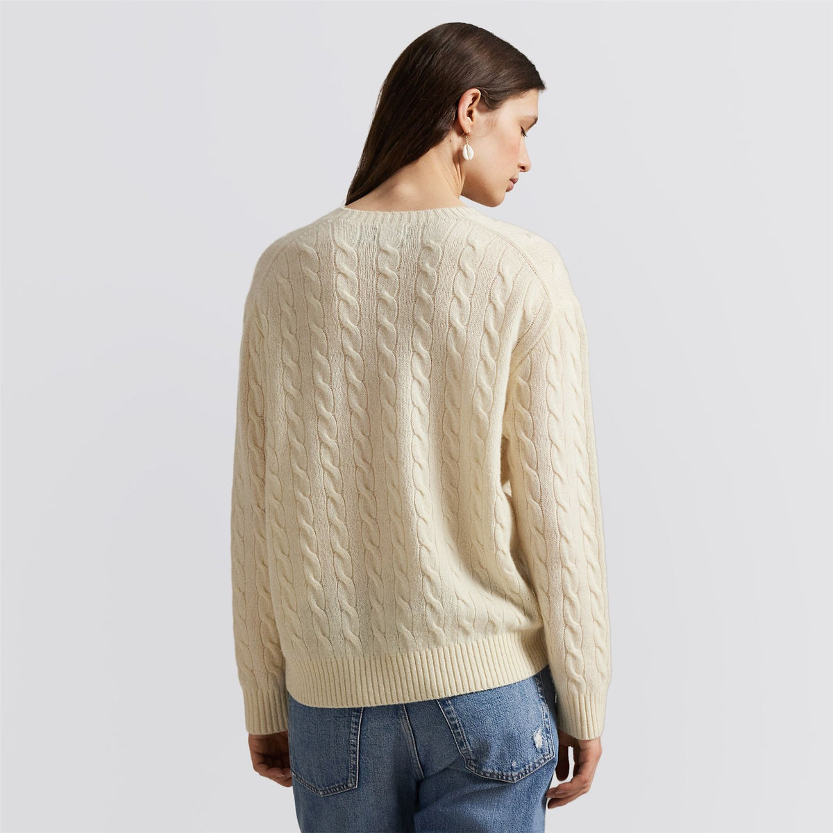RLX Womens Julianna Cashmere Blend Pullover Authentic Cream Navy
