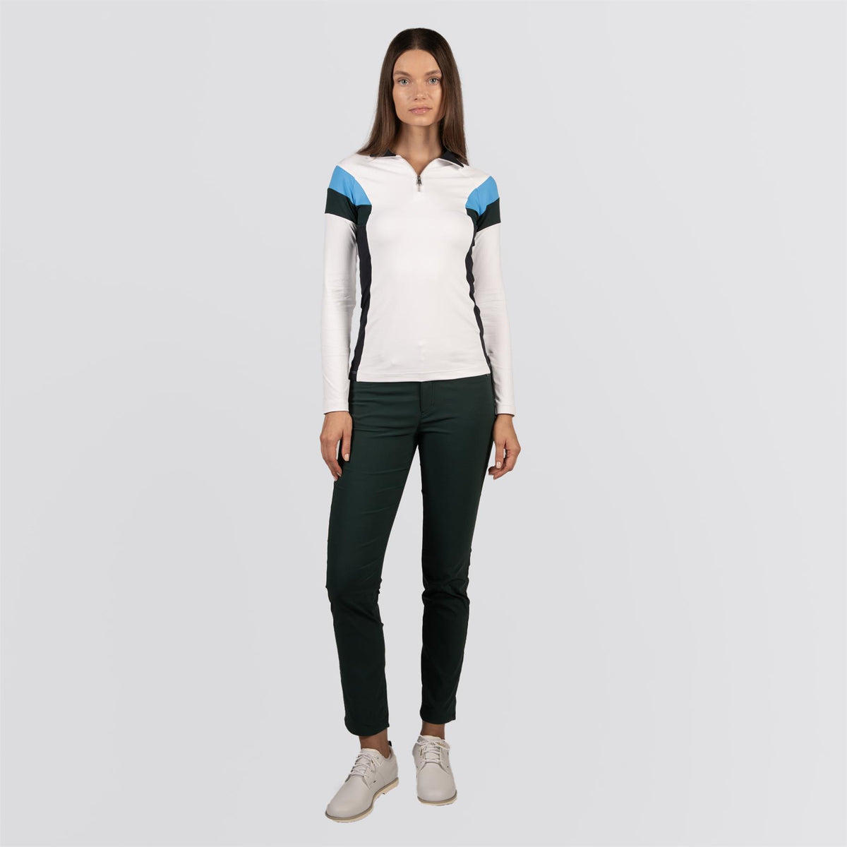Womens Nathalie Striped Quarter Zip Mid Layer White
