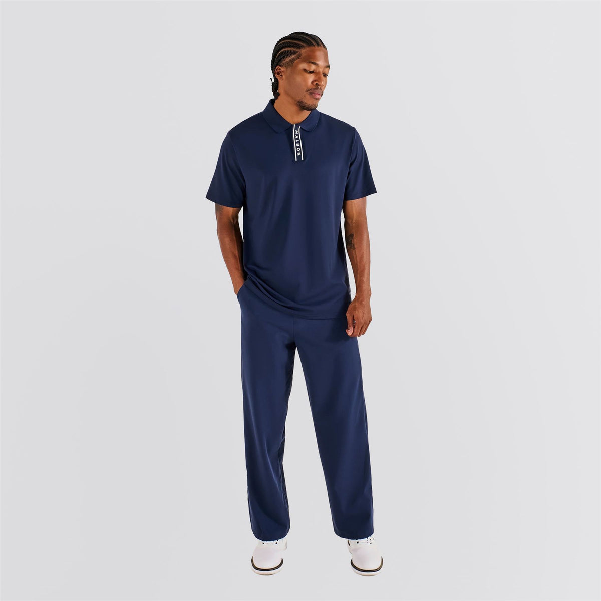 Evergreen Block Placket Polo Navy