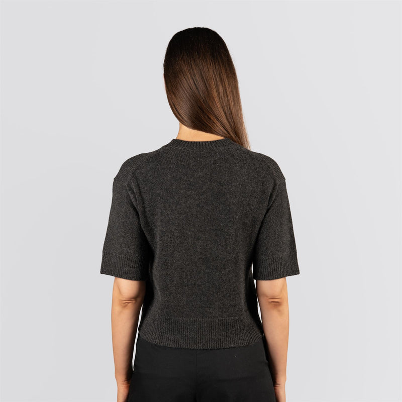Womens Sally Cashmere Crew Black Heather