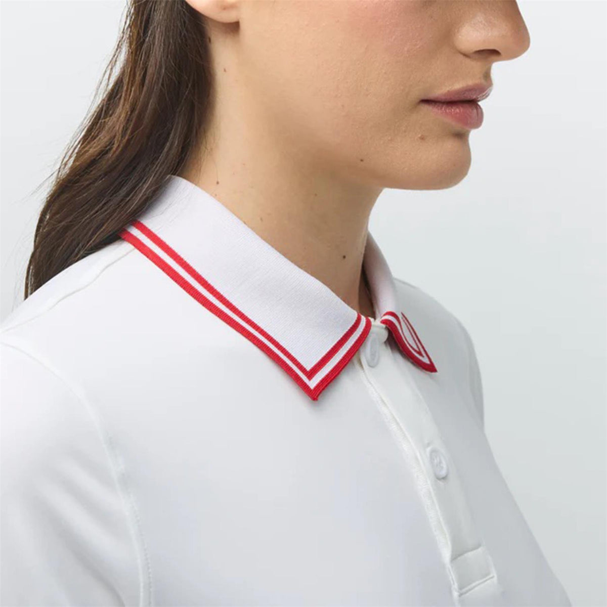 Womens Tech Jersey Club Polo White/Sport Red