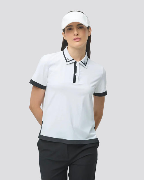 Womens Boxy Polo White/Black