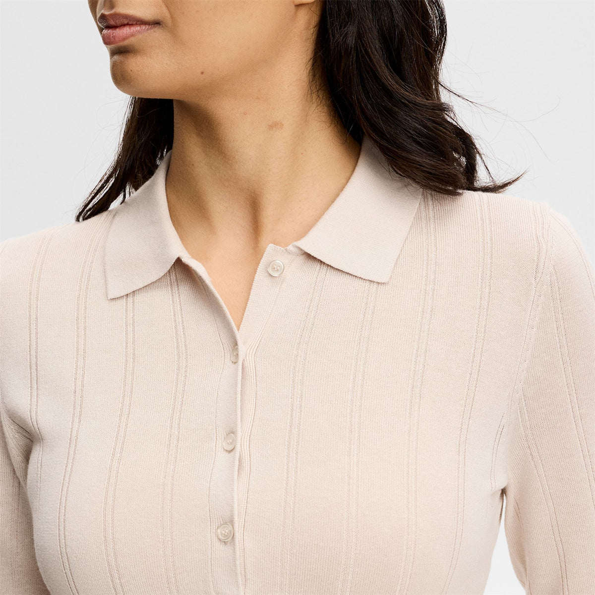 Womens Vida Wide Rib Polo Moonbeam