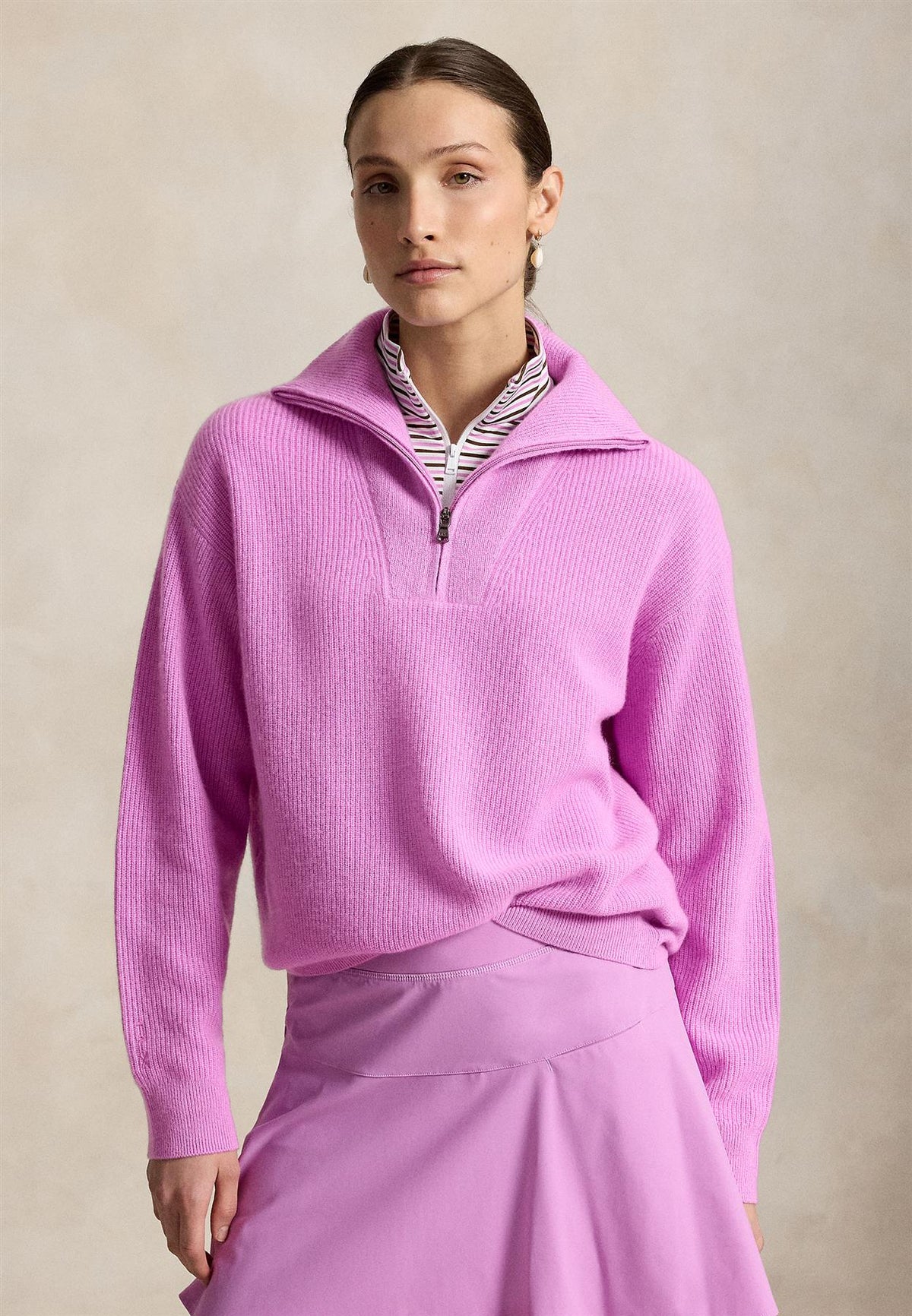 RLX Womens Washable Cashmere Sweater Half Zip Petal Purple