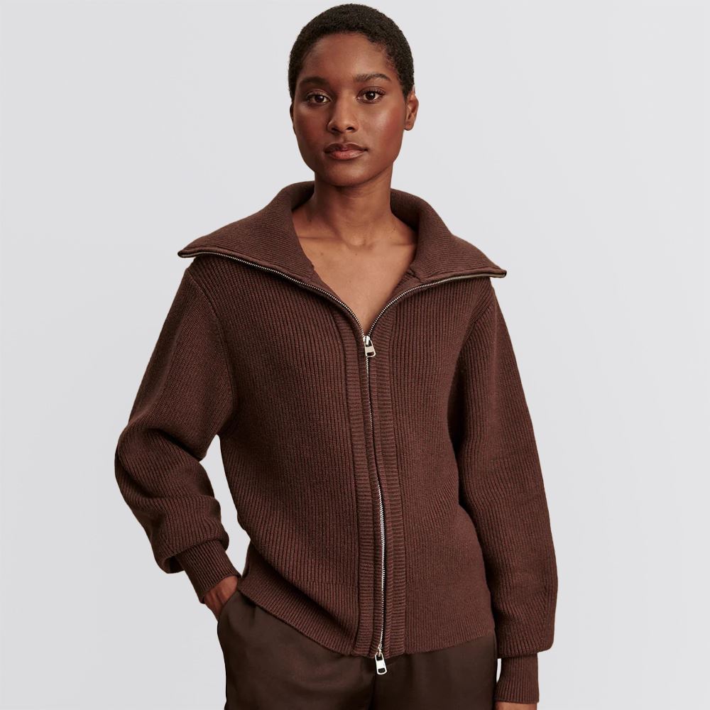 Womens Enrico Knit Jacket Coffee Bean