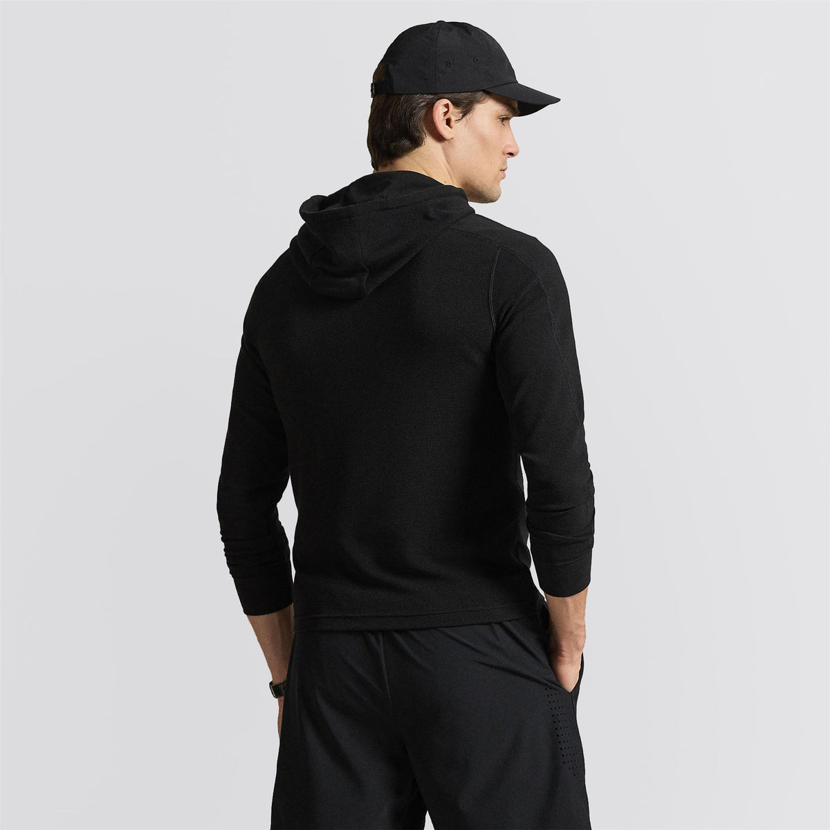 RLX Performance Tech Waffle Knit Hoodie Polo Black