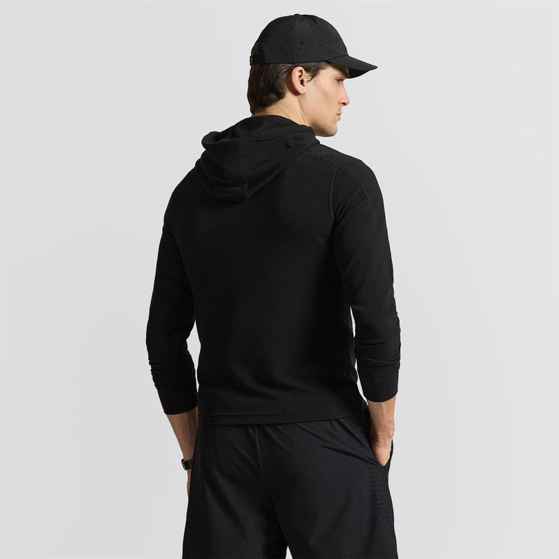 RLX Performance Tech Waffle Knit Hoodie Polo Black