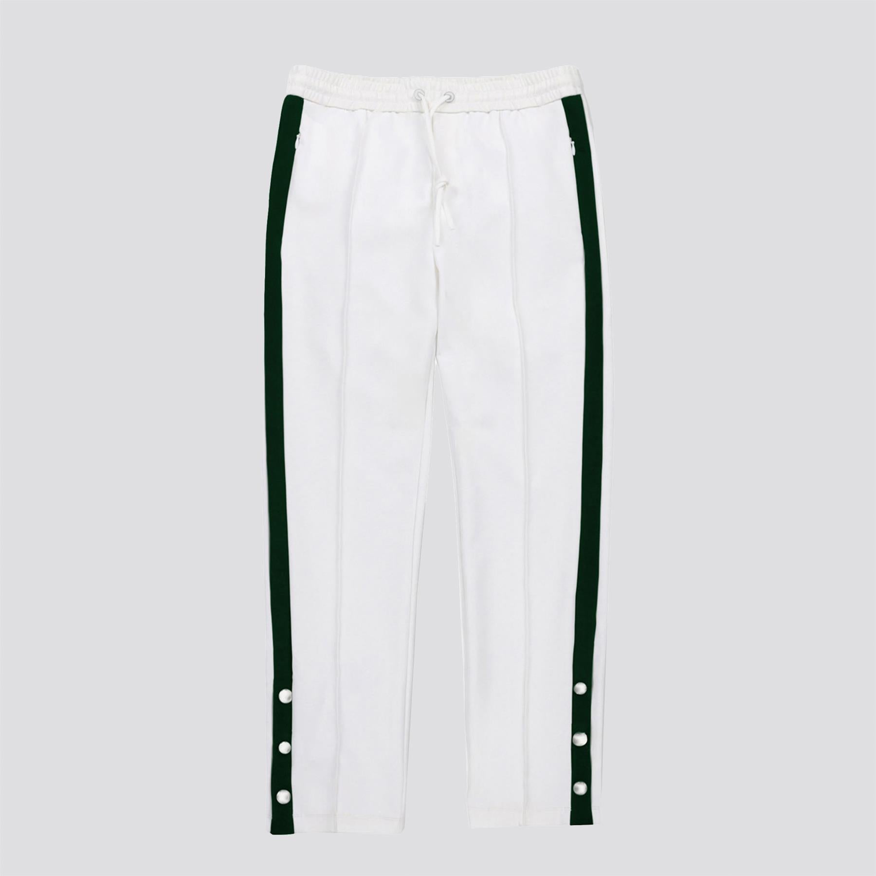 Womens Striped Sport Pants White/Pine Green