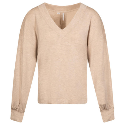 Womens Cloud Terry V-Neck Knit Heather Natural - SS24
