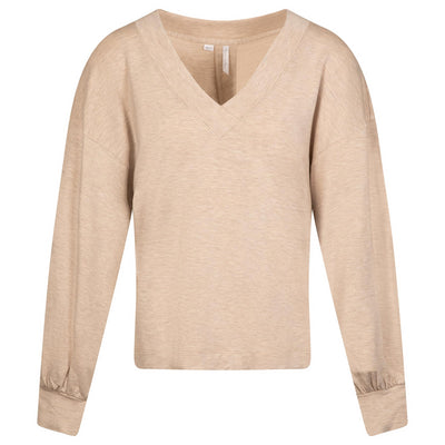 Womens Cloud Terry V-Neck Knit Heather Natural