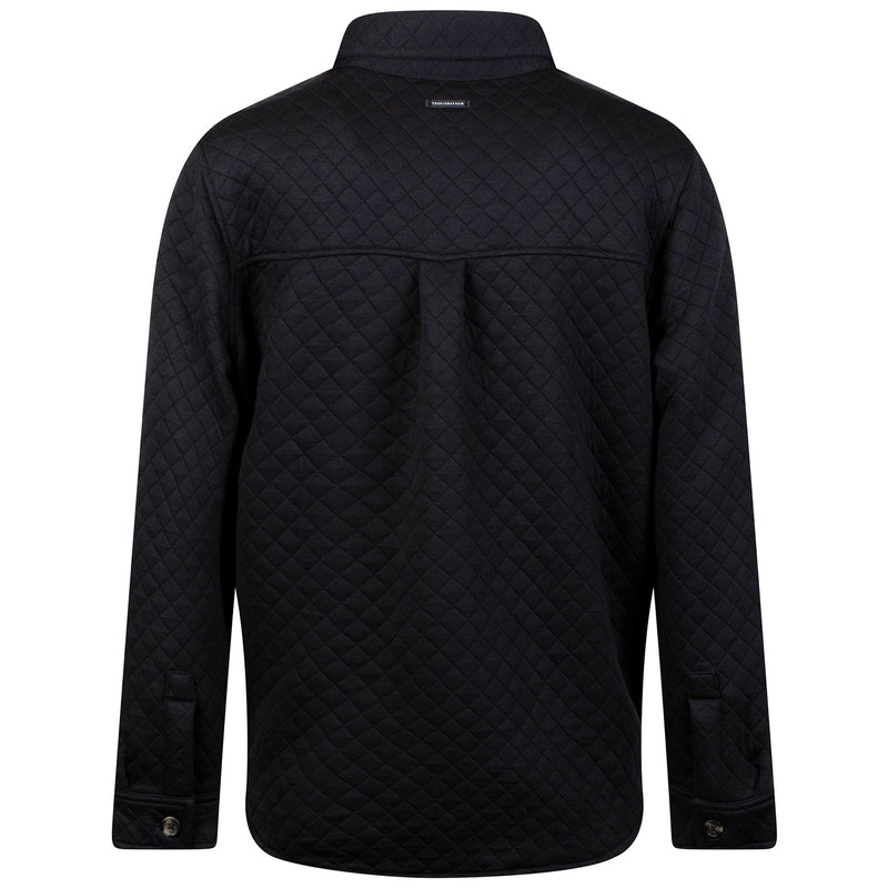 Womens Diamond Quilted Shacket Black