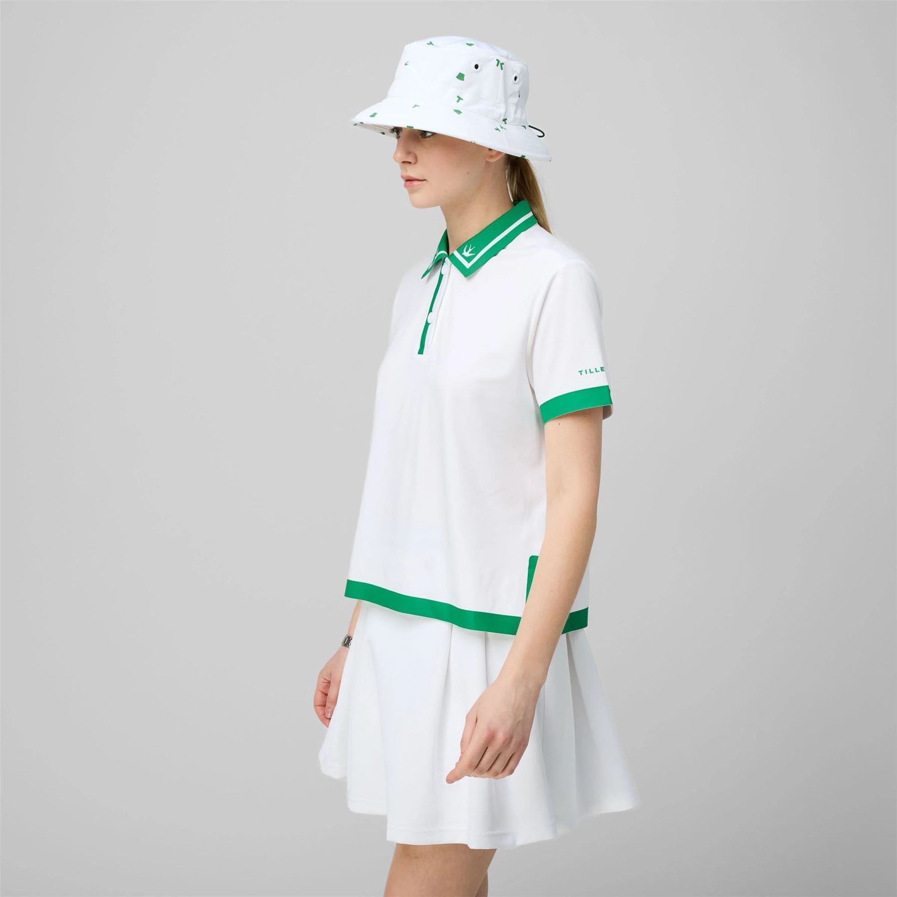 Womens Tech Jersey Boxy Birdie Polo White/Sport Green