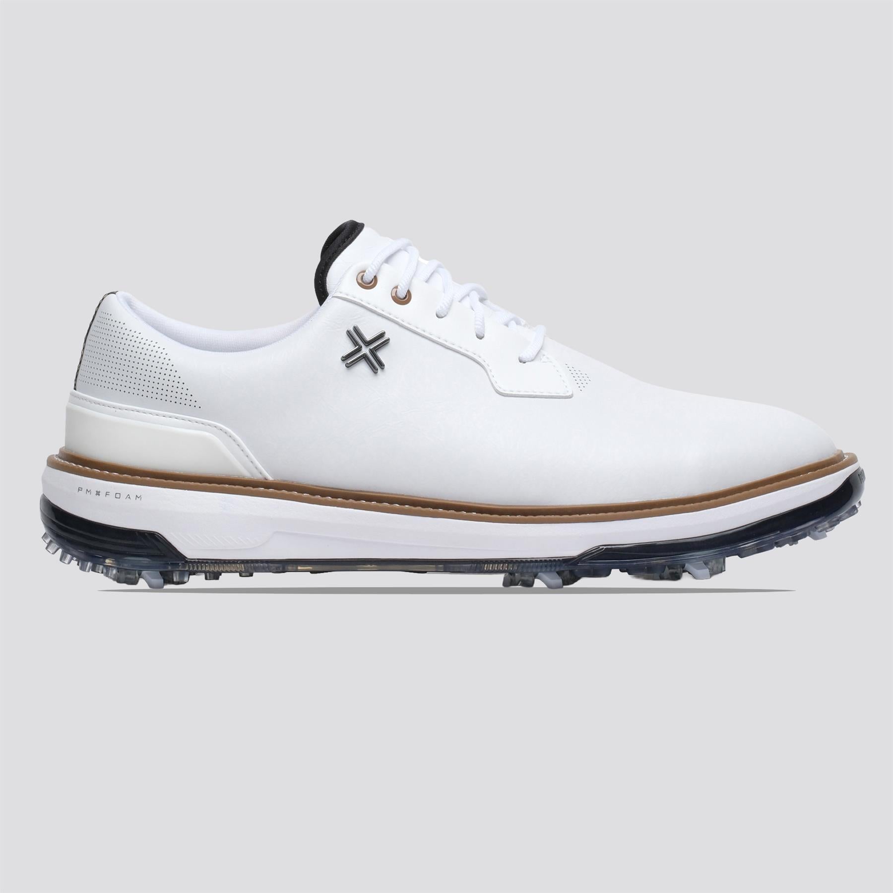 Reserve Classic Tour RS Spiked Golf Shoes White/Black/Tan