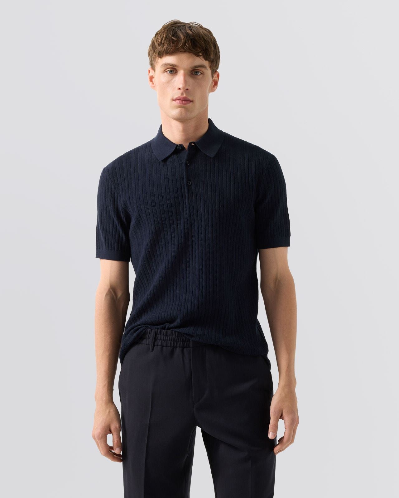 Tobias Knit Polo Navy