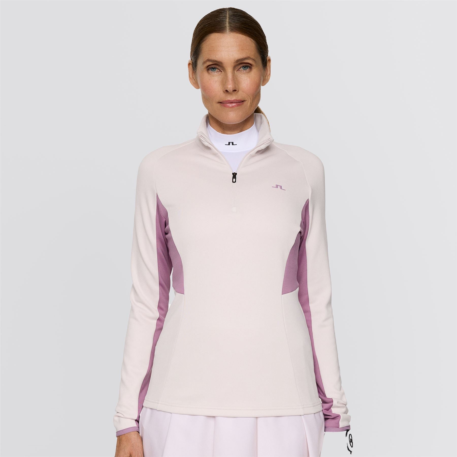 Womens Arja Quarter Zip Mid Layer Gray Lilac