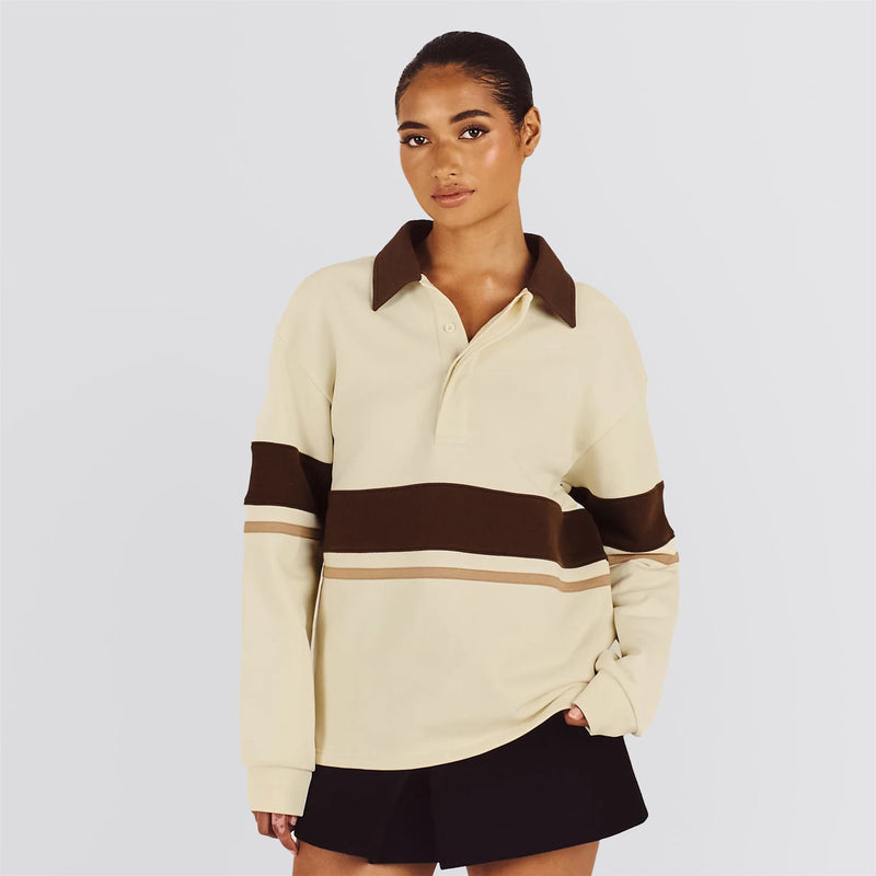 Womens Emma LS Polo Beige