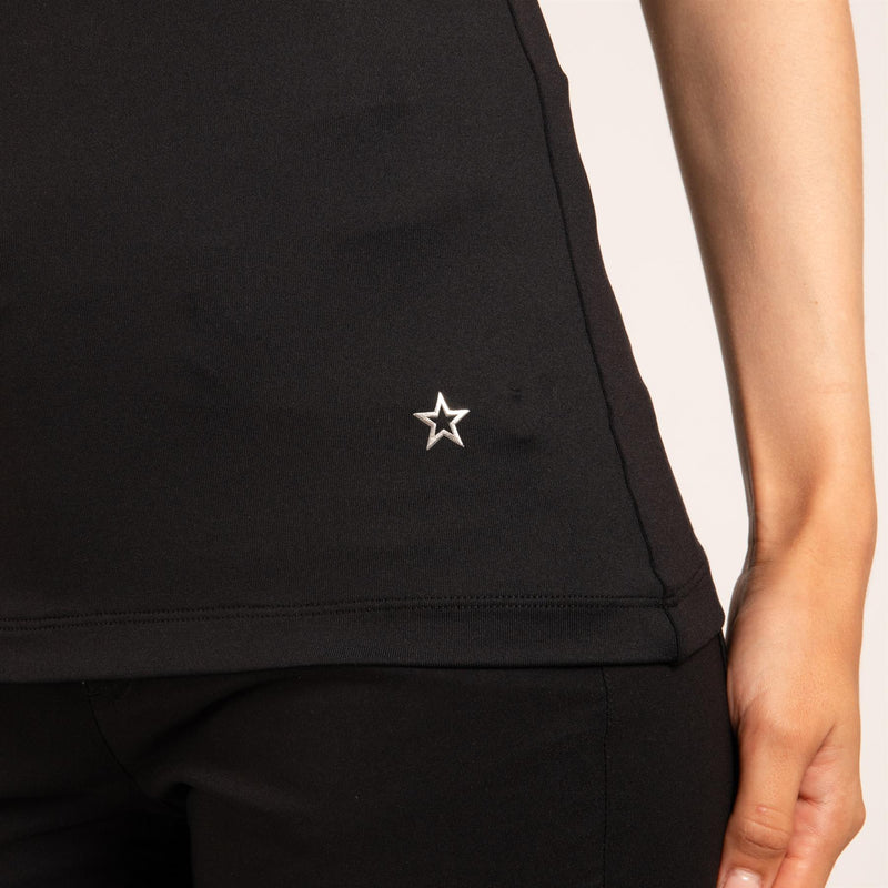 Womens The Maddie Sleeveless Polo Black