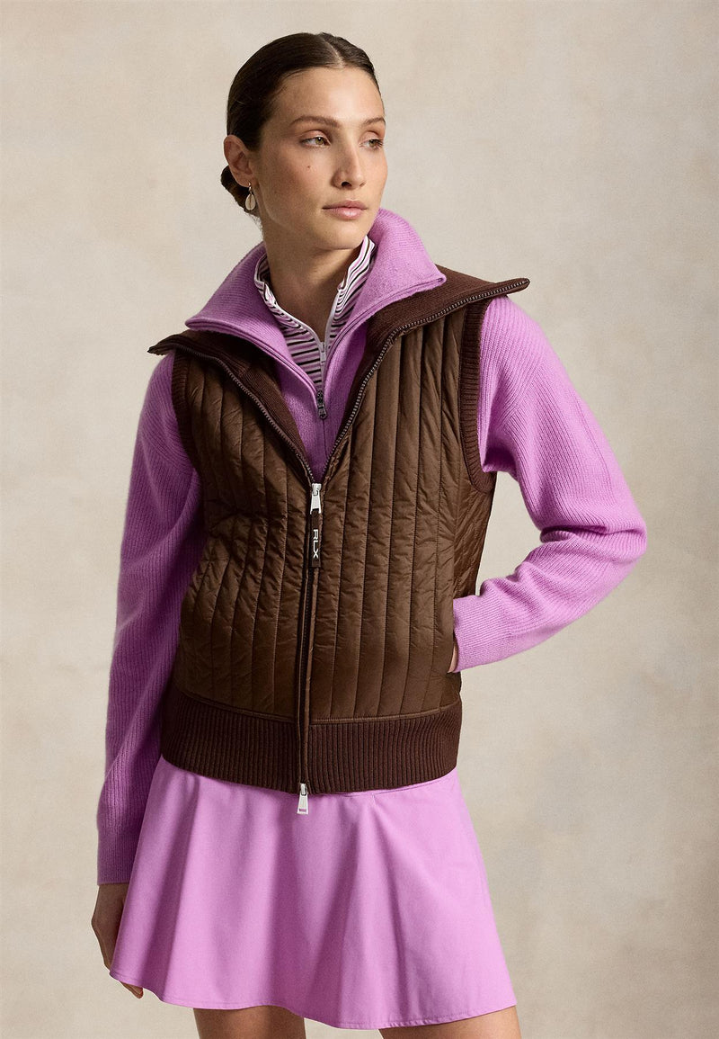 RLX Womens Wool Blend Sweater Vest Chocolate Mousse