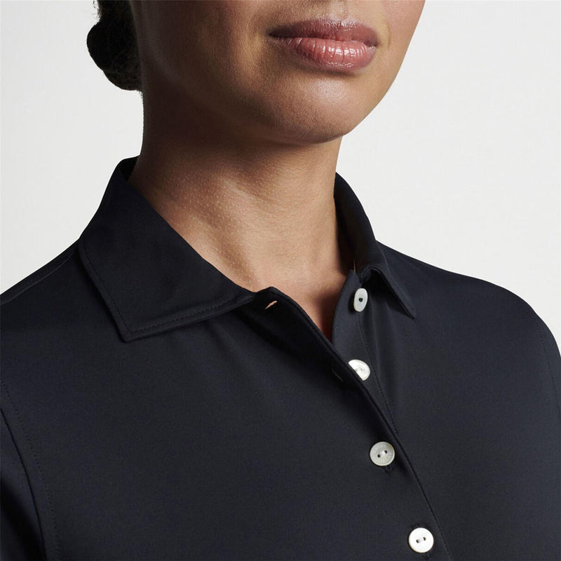 Womens Button Polo Black