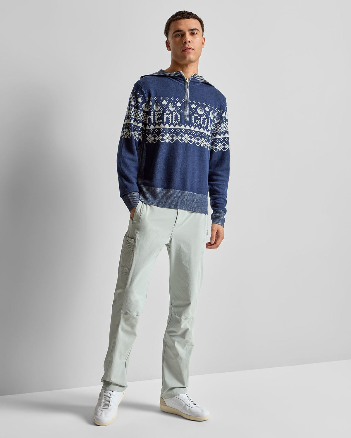 Knit Zip Hoodie Navy