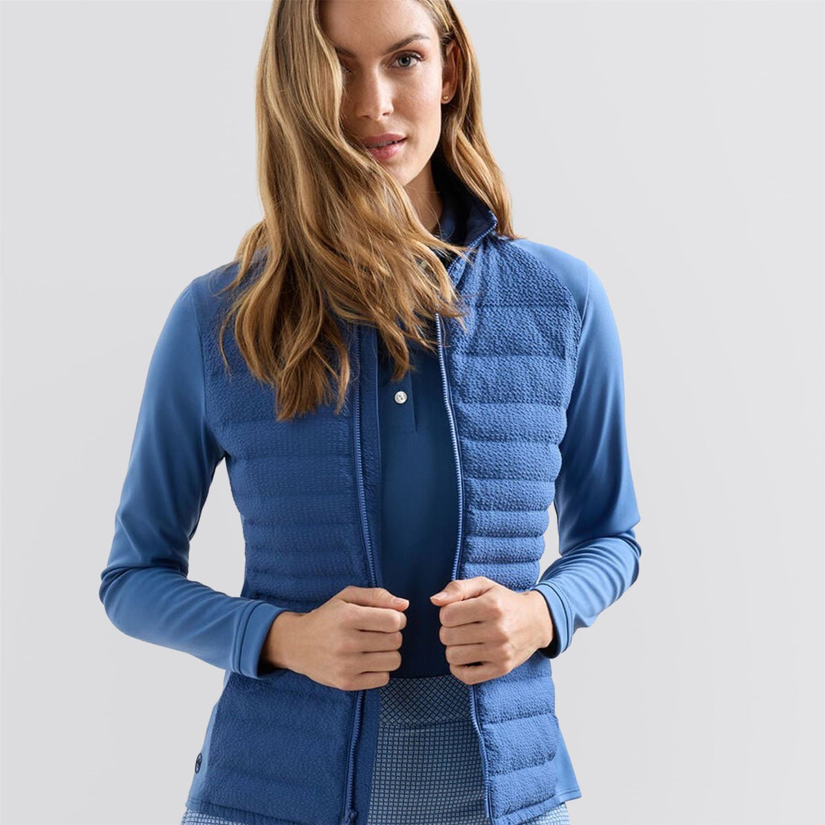 Womens Merge Seersucker Hybrid Jacket Windsor Blue