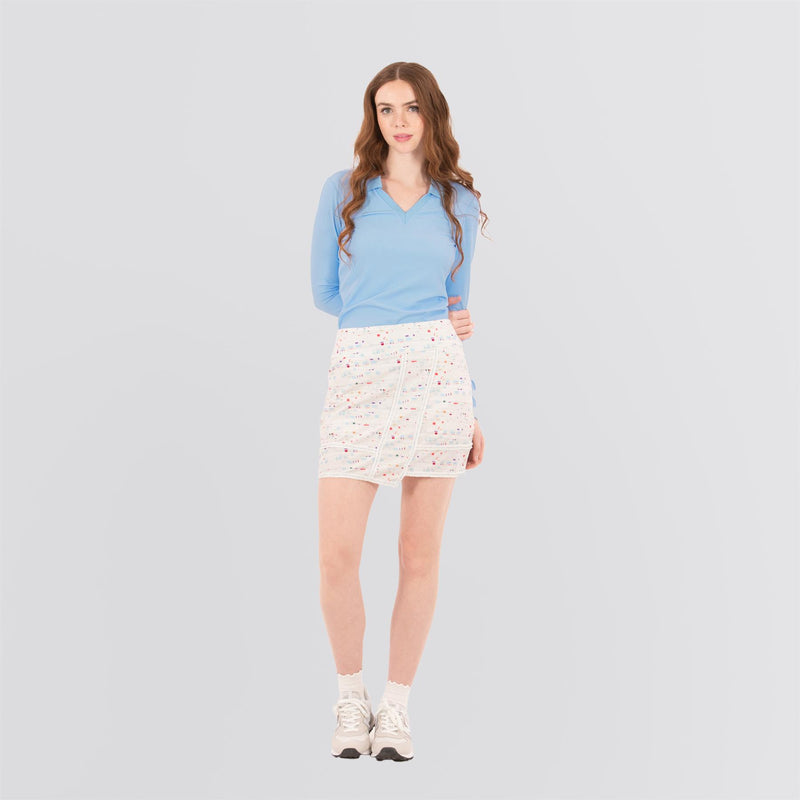 Womens Boucle Trimmed Skirt Winter White Boucle