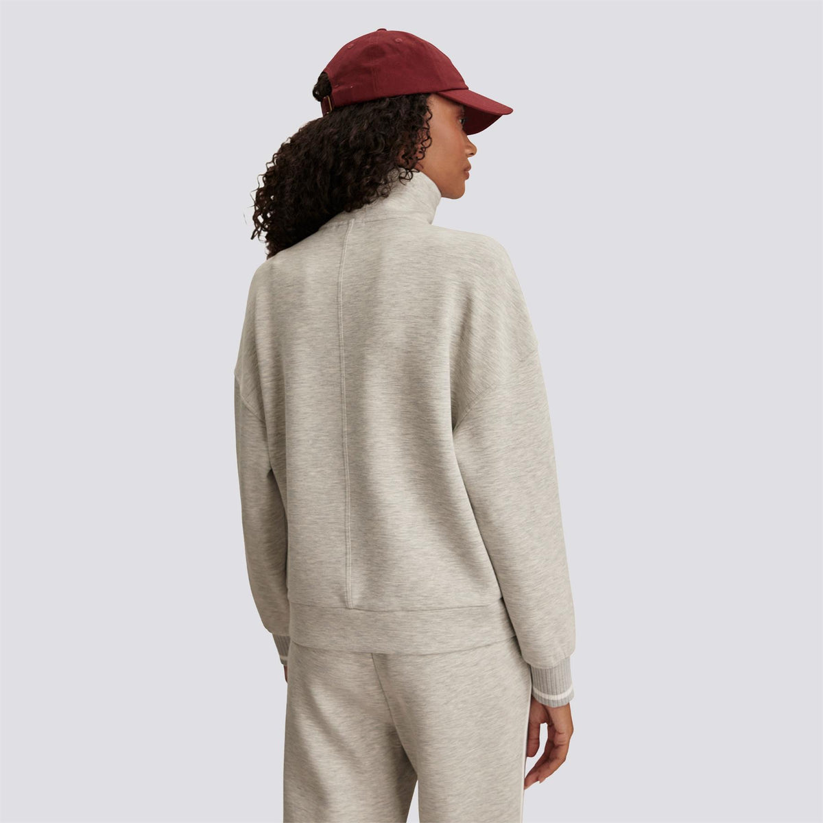 Womens Bertie Half Zip Sweat Light Grey Marl