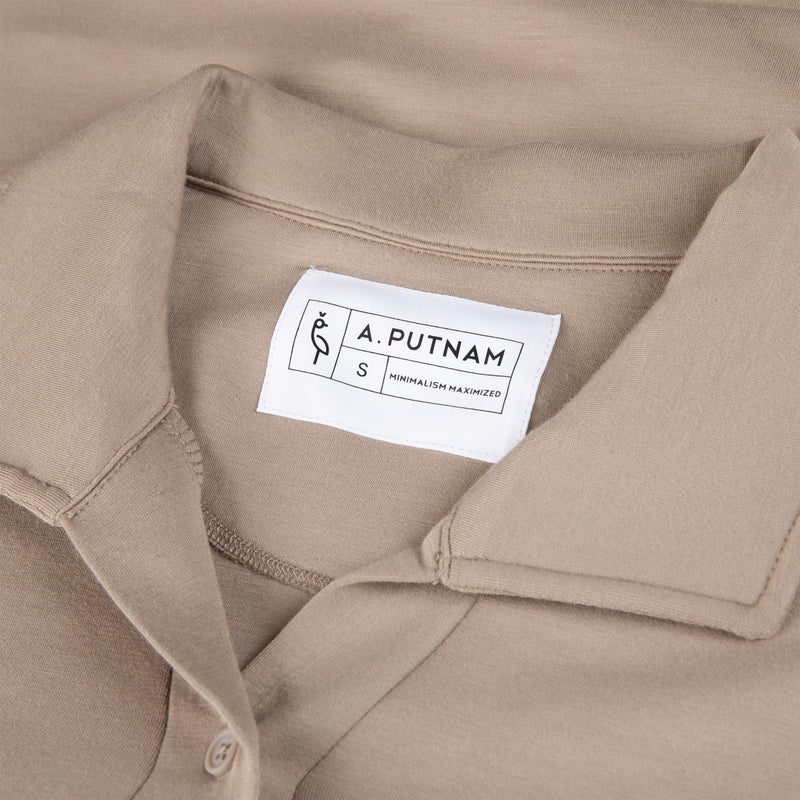 Womens Polo V-Neck Top Cobblestone
