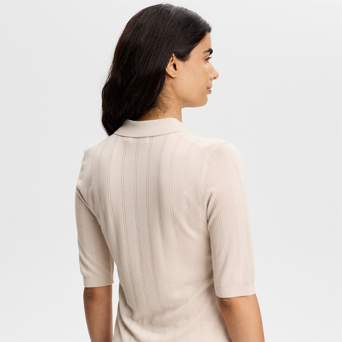 Womens Vida Wide Rib Polo Moonbeam
