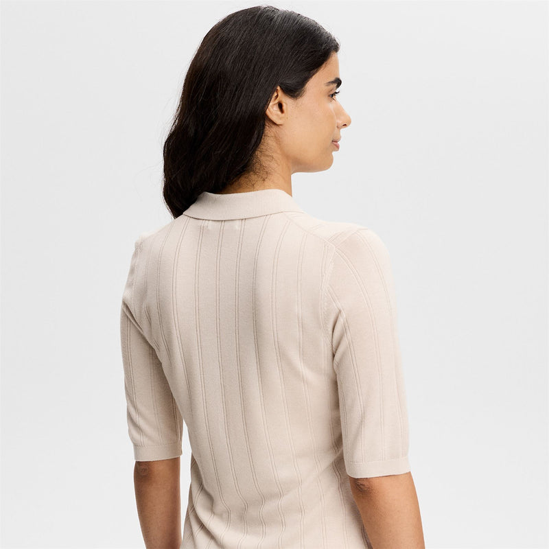 Womens Vida Wide Rib Polo Moonbeam