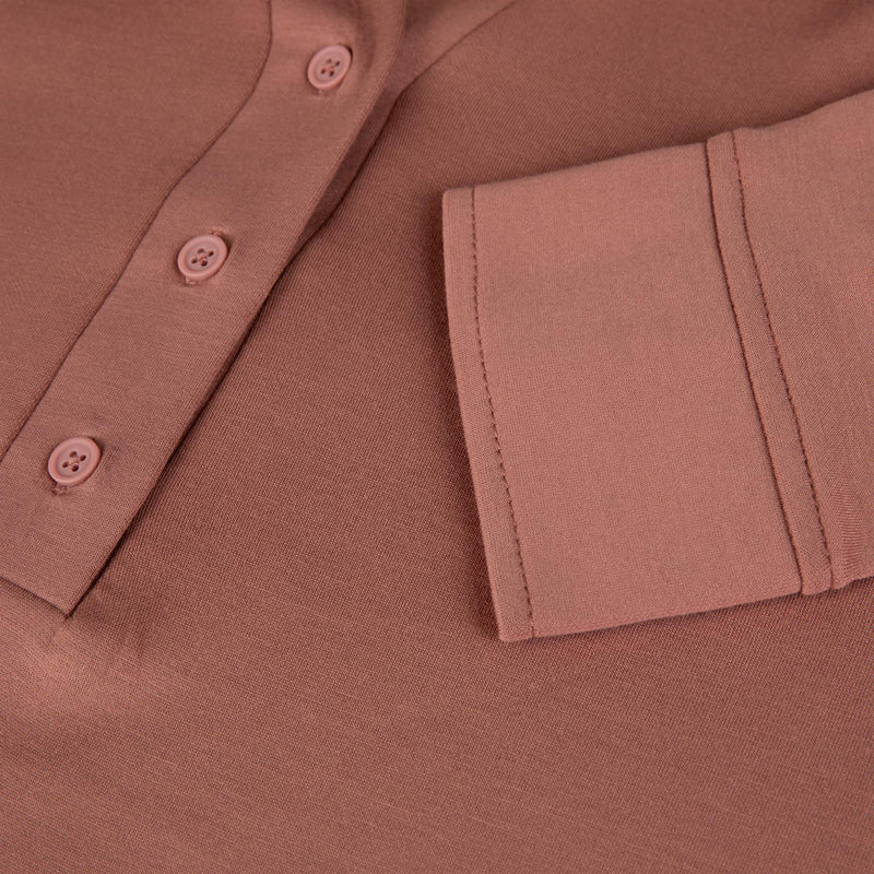Womens Polo V-Neck Top Mauve