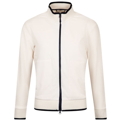 Womens Core Fleece Bomber Jacket White/Navy - SS25